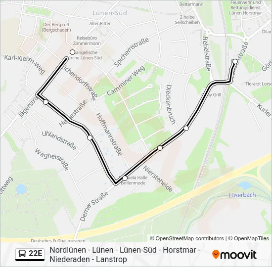 22E Bus Line Map