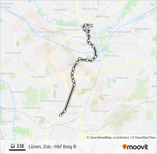 23E Bus Line Map