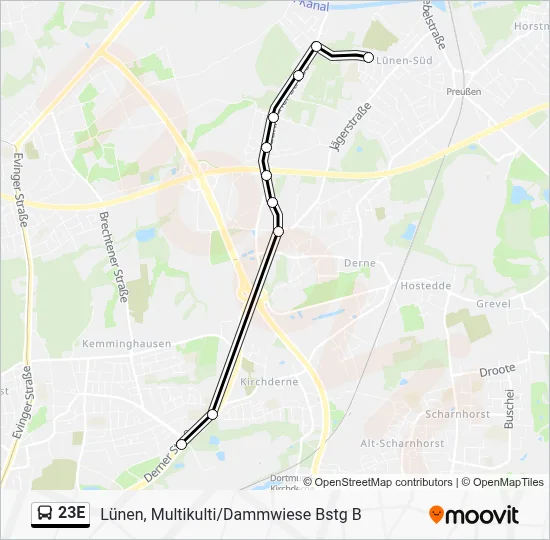 23E Bus Line Map