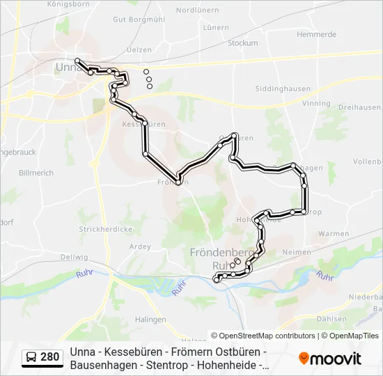 280 Bus Line Map