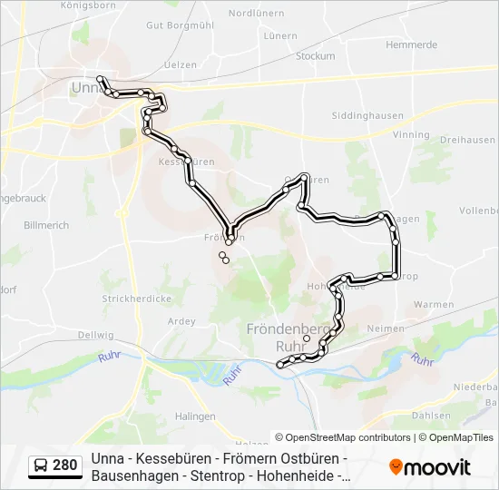280 Bus Line Map