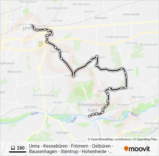 280 Bus Line Map
