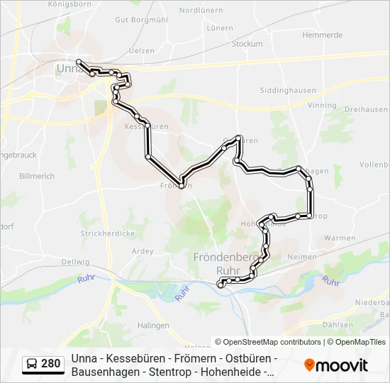 280 Bus Line Map