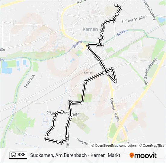 33E Bus Line Map