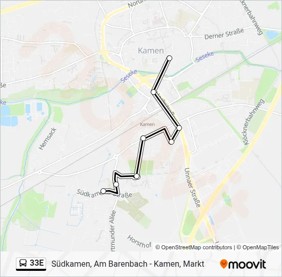 33E Bus Line Map