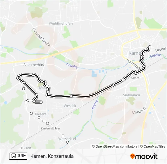 34E Bus Line Map