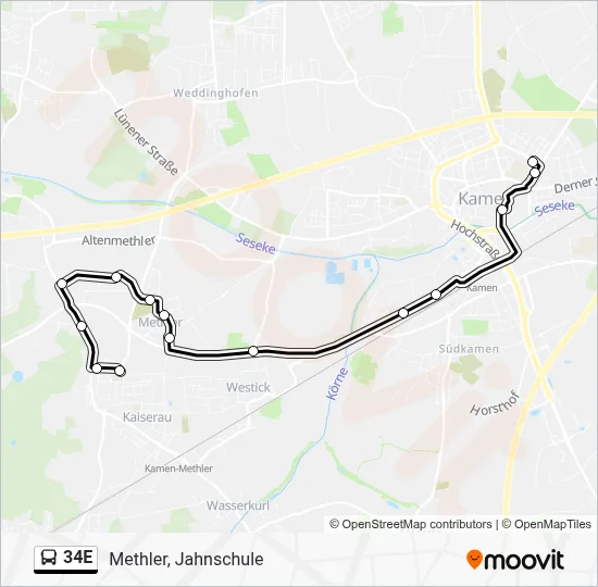 34E Bus Line Map