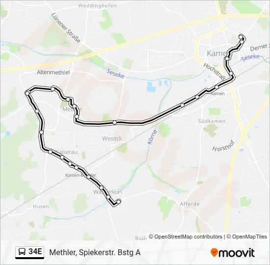 34E Bus Line Map