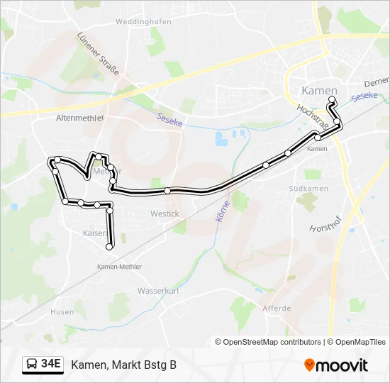 34E Bus Line Map
