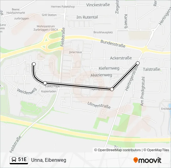 51E Bus Line Map