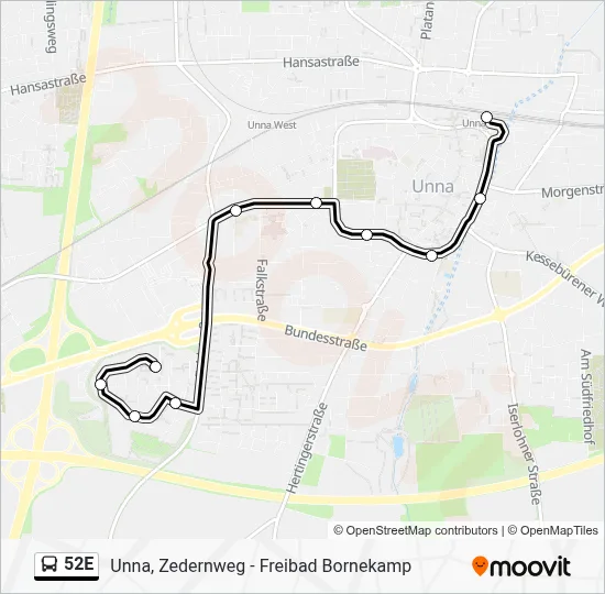 52E Bus Line Map