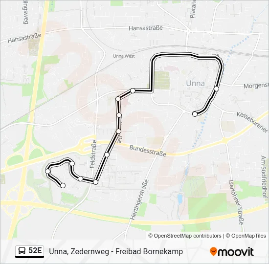 52E Bus Line Map