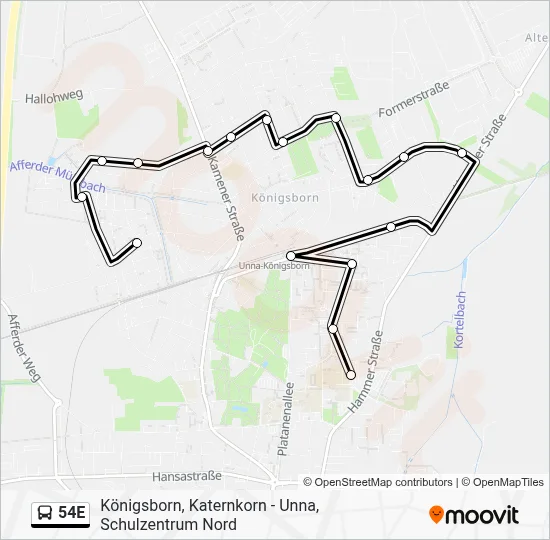 54E Bus Line Map