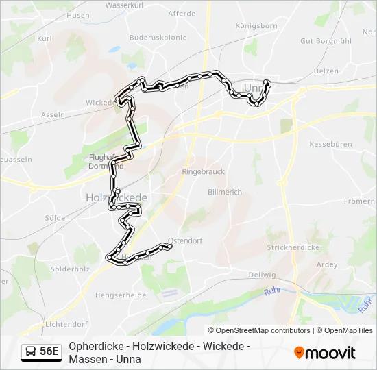 56E Bus Line Map
