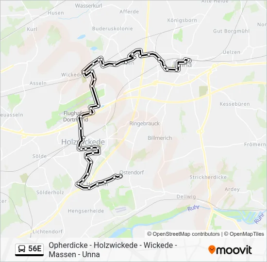 56E Bus Line Map
