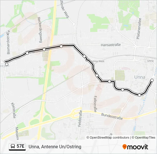 57E Bus Line Map