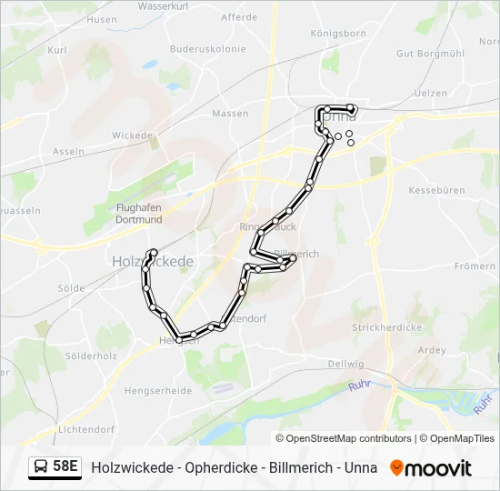 58E Bus Line Map
