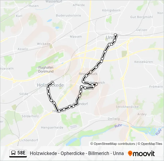 58E Bus Line Map