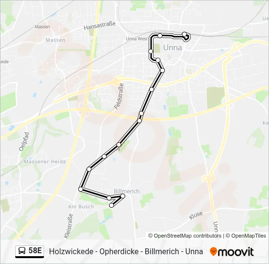 58E Bus Line Map