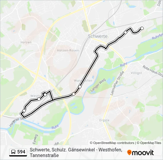 594 Bus Line Map
