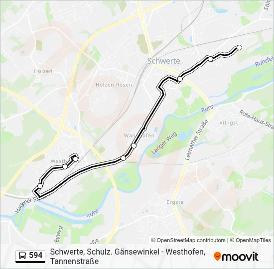 594 Bus Line Map