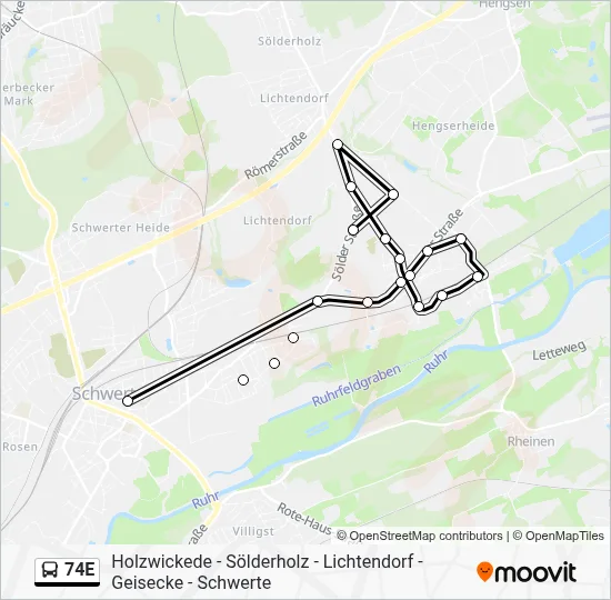 74E Bus Line Map