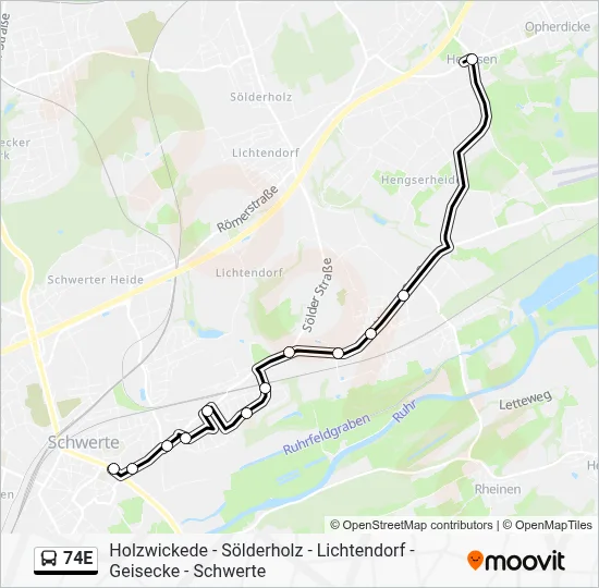 Buslinie 74E Karte