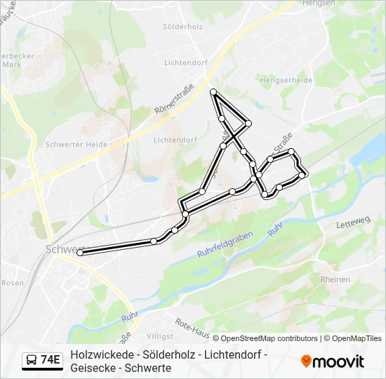Buslinie 74E Karte