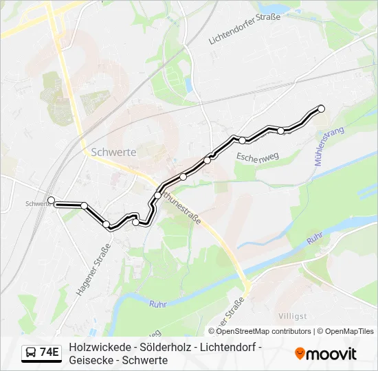 Buslinie 74E Karte