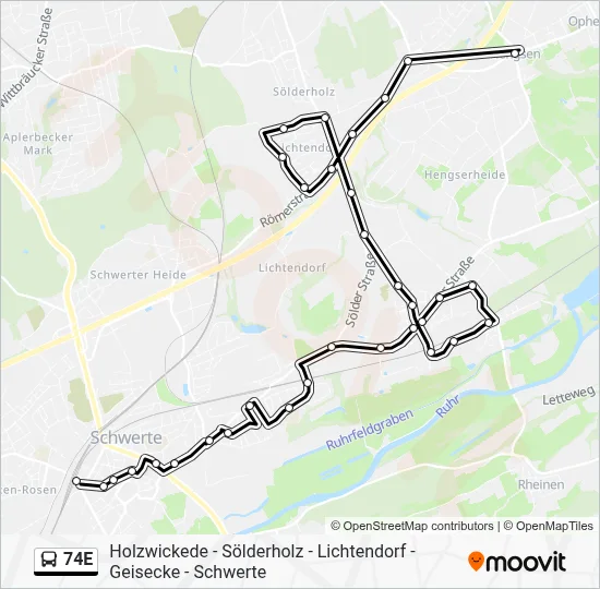 74E Bus Line Map