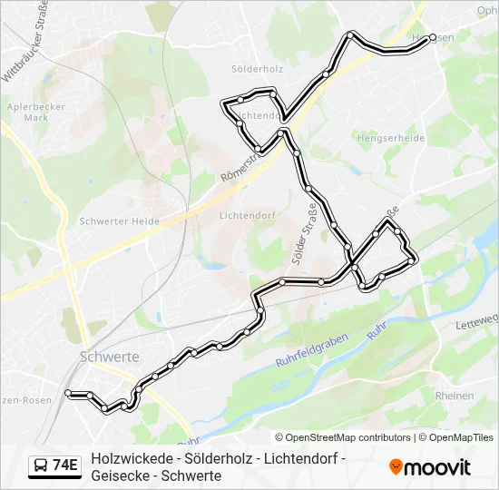 Buslinie 74E Karte