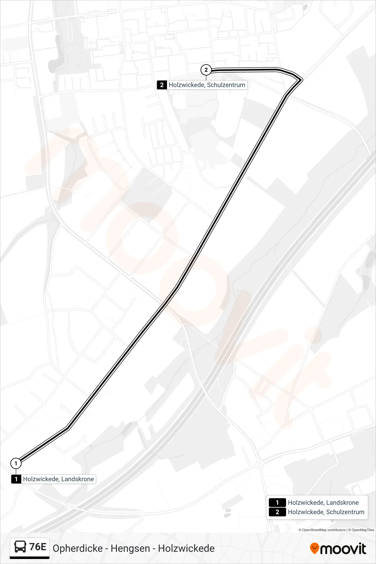 Linie 76E (Bus) Richtung Holzwickede, Schulzentrum: Route und Haltestellen auf der Karte