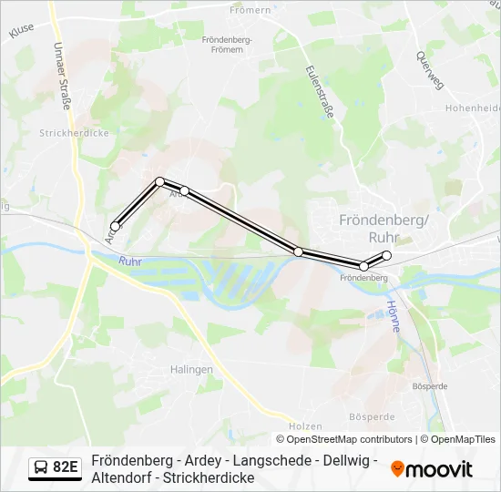 82E Bus Line Map