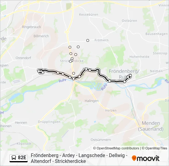 82E Bus Line Map