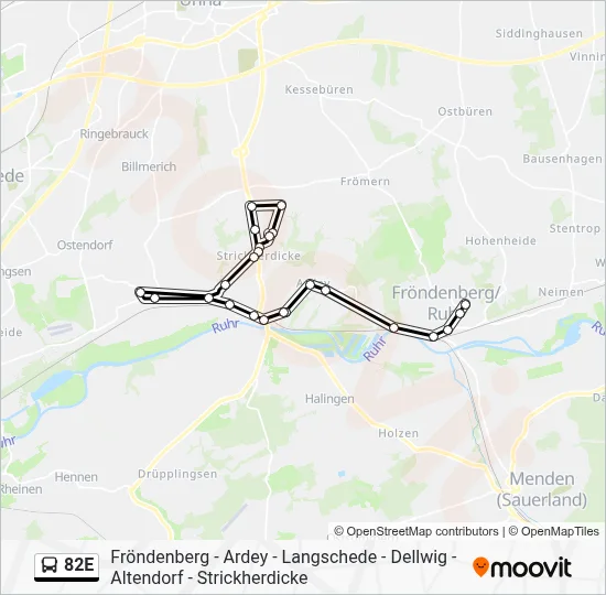 82E Bus Line Map