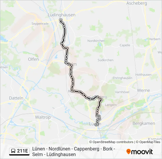 211E Bus Line Map
