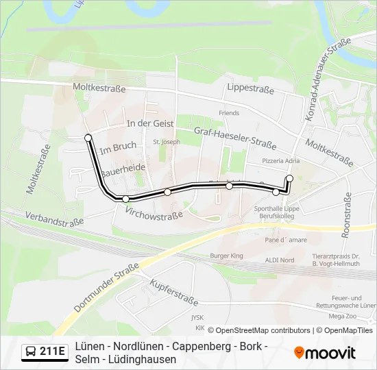 211E Bus Line Map