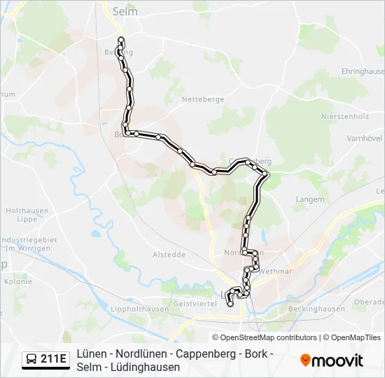 211E Bus Line Map