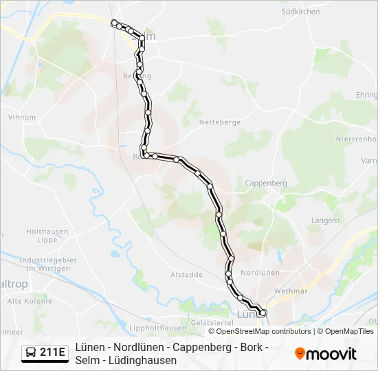 211E Bus Line Map