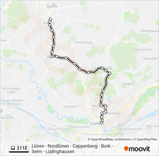 211E Bus Line Map