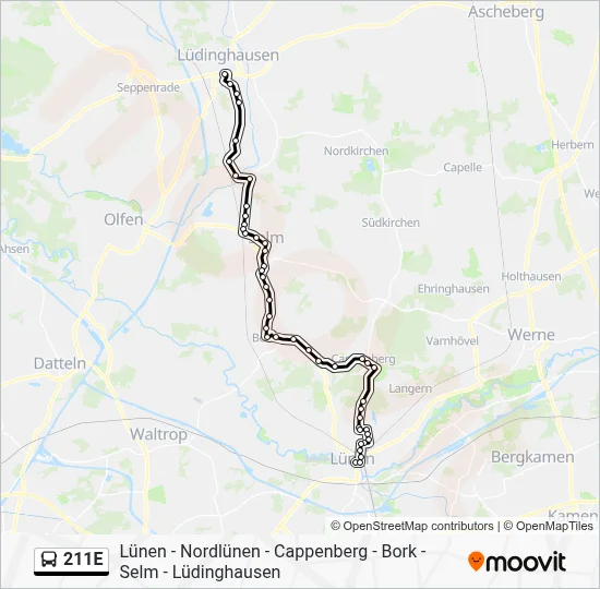 211E Bus Line Map