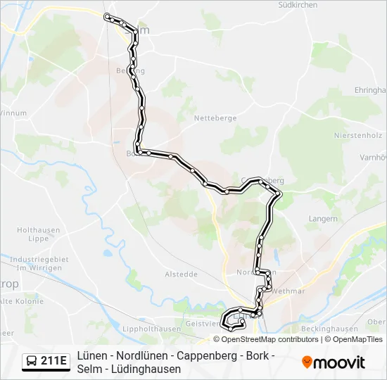 211E Bus Line Map