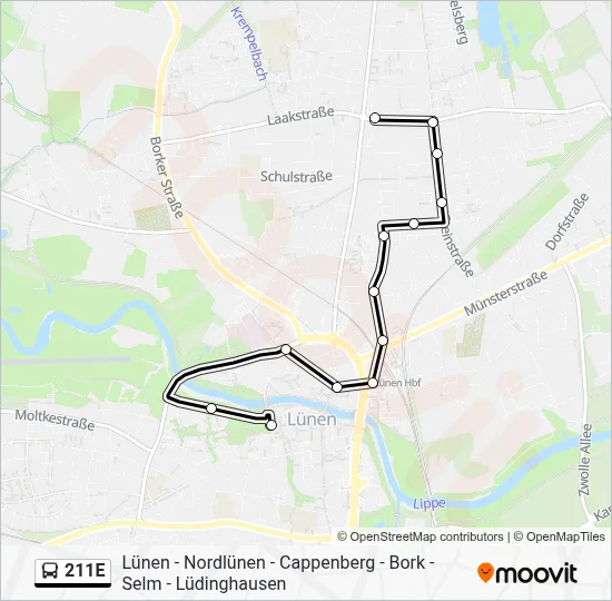 211E Bus Line Map