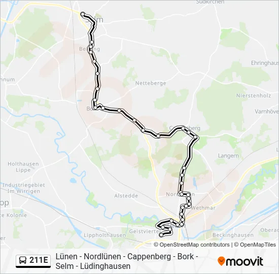 211E Bus Line Map
