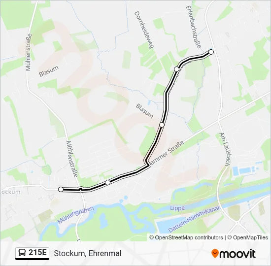 215E Bus Line Map