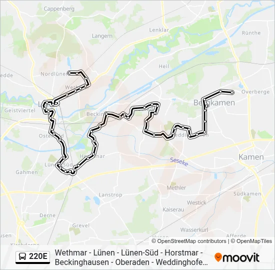 220E Bus Line Map