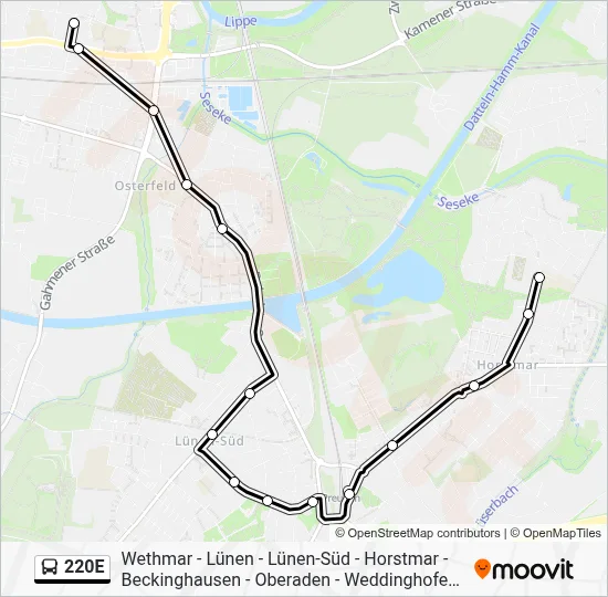 220E Bus Line Map