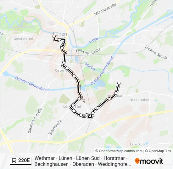 220E Bus Line Map