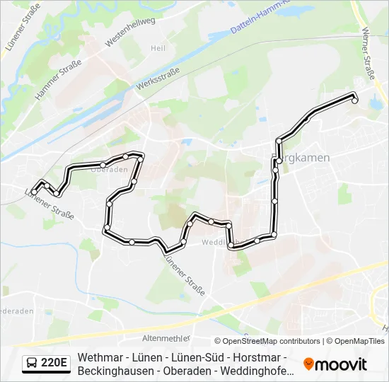 220E Bus Line Map