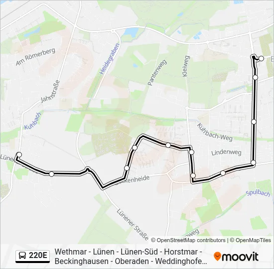 220E Bus Line Map